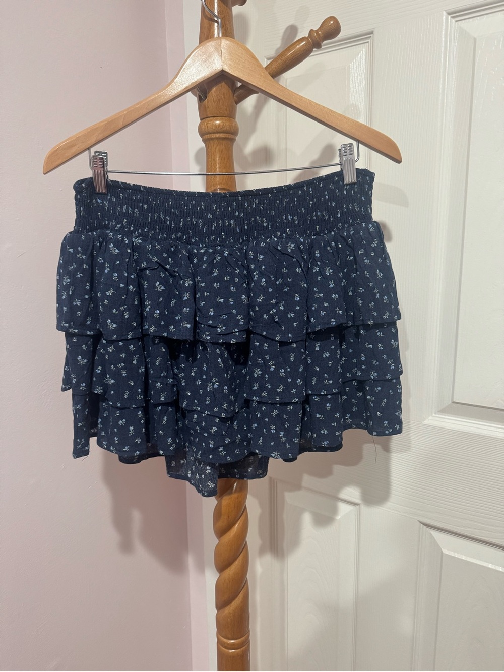 NWT Altar'd State Blue Floral Mini Ruffle Skirt